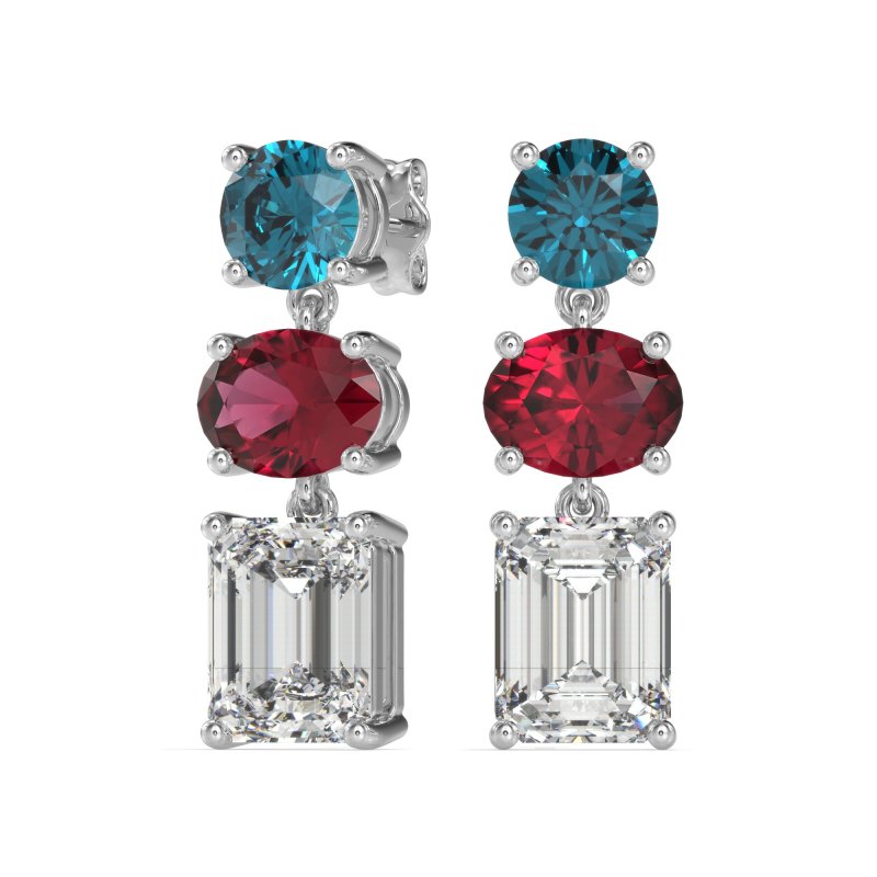 Three-Stone Dangle Earrings