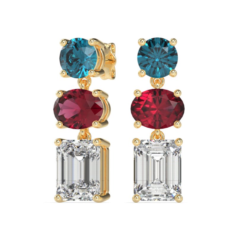 Three-Stone Dangle Earrings