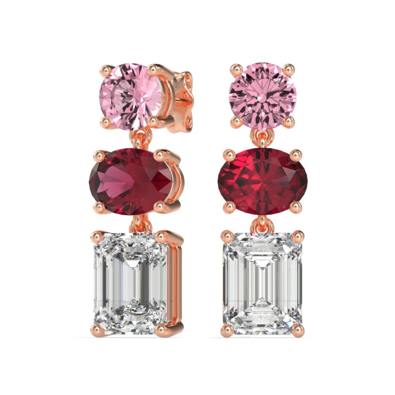 Three-Stone Dangle Earrings