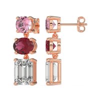 Three-Stone Dangle Earrings