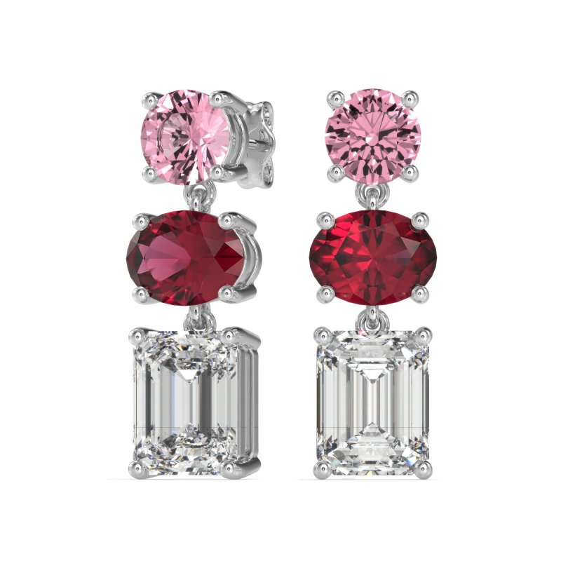 Three-Stone Dangle Earrings