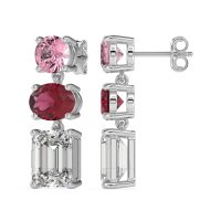 Three-Stone Dangle Earrings