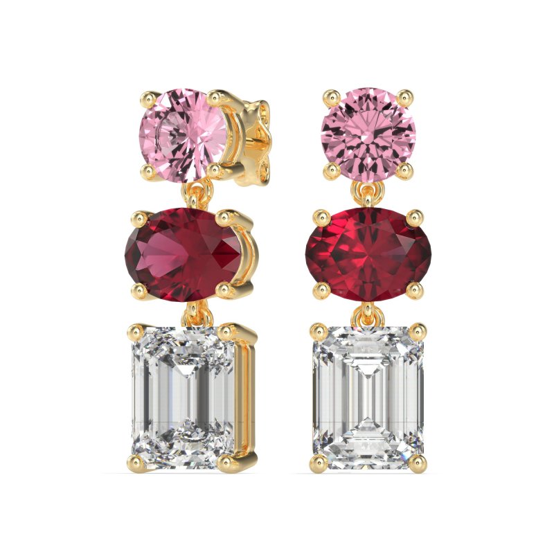 Three-Stone Dangle Earrings