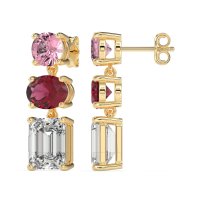 Three-Stone Dangle Earrings