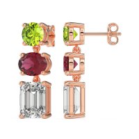 Three-Stone Dangle Earrings
