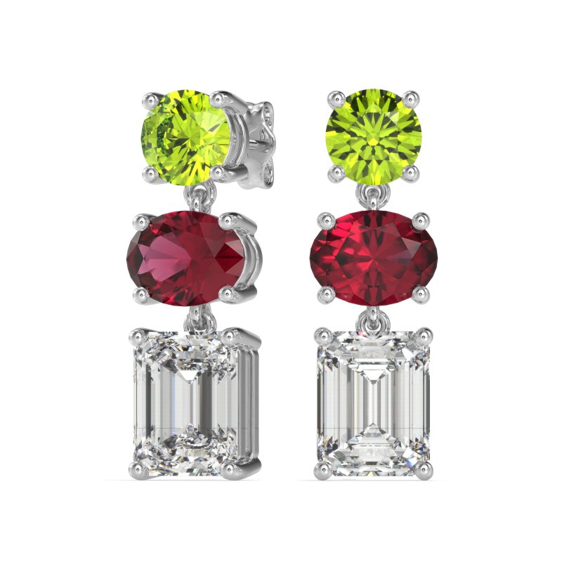 Three-Stone Dangle Earrings