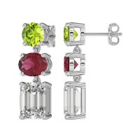 Three-Stone Dangle Earrings