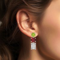 Three-Stone Dangle Earrings