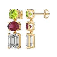 Three-Stone Dangle Earrings
