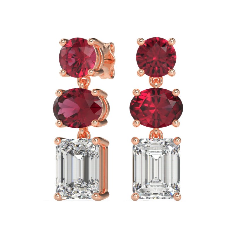 Three-Stone Dangle Earrings