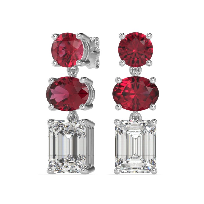 Three-Stone Dangle Earrings