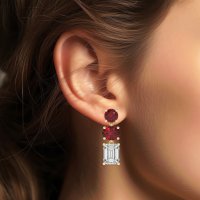 Three-Stone Dangle Earrings
