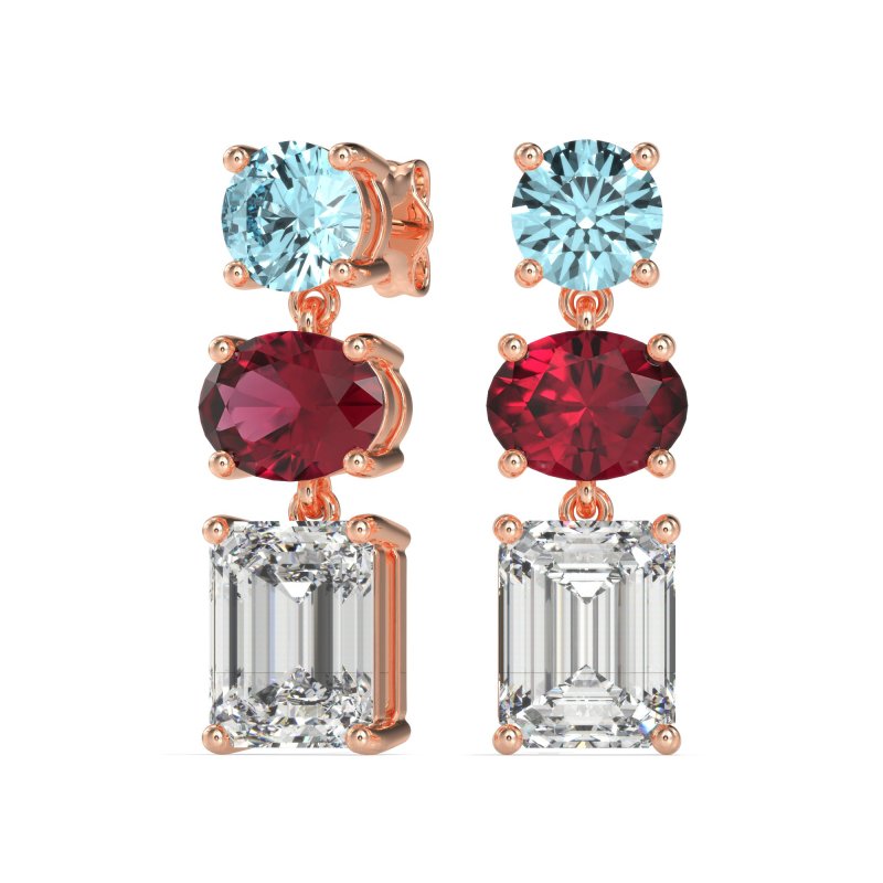 Three-Stone Dangle Earrings