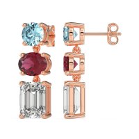 Three-Stone Dangle Earrings