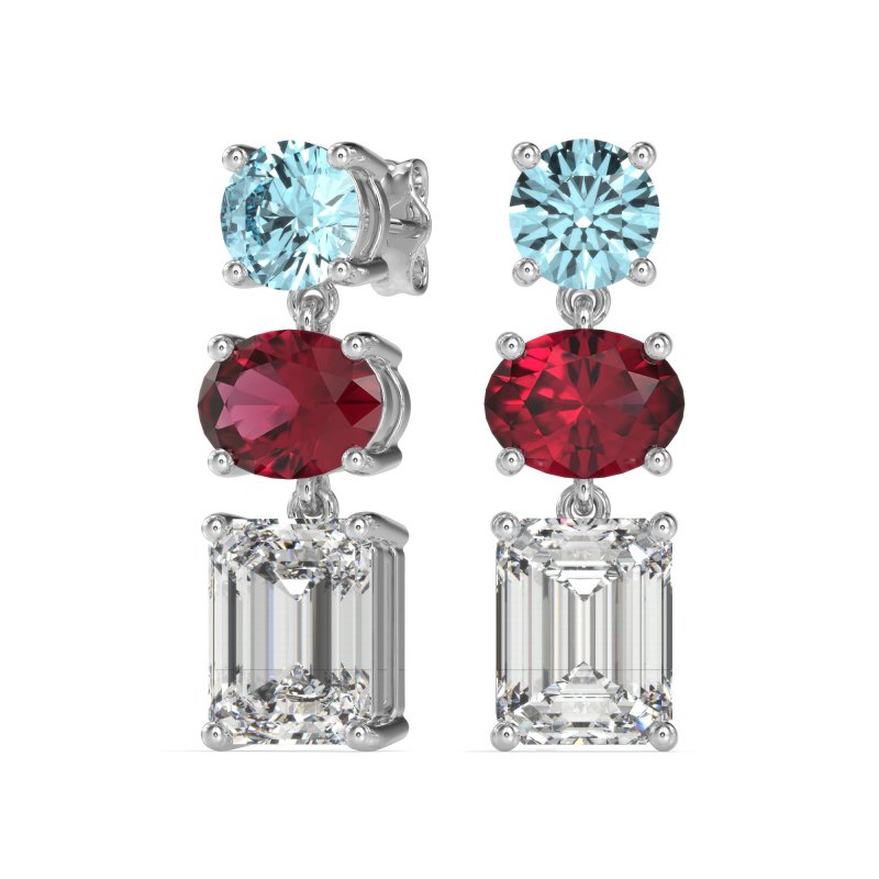 Three-Stone Dangle Earrings