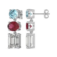 Three-Stone Dangle Earrings
