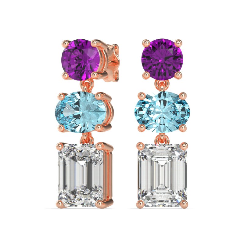 Three-Stone Dangle Earrings