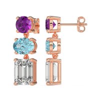 Three-Stone Dangle Earrings