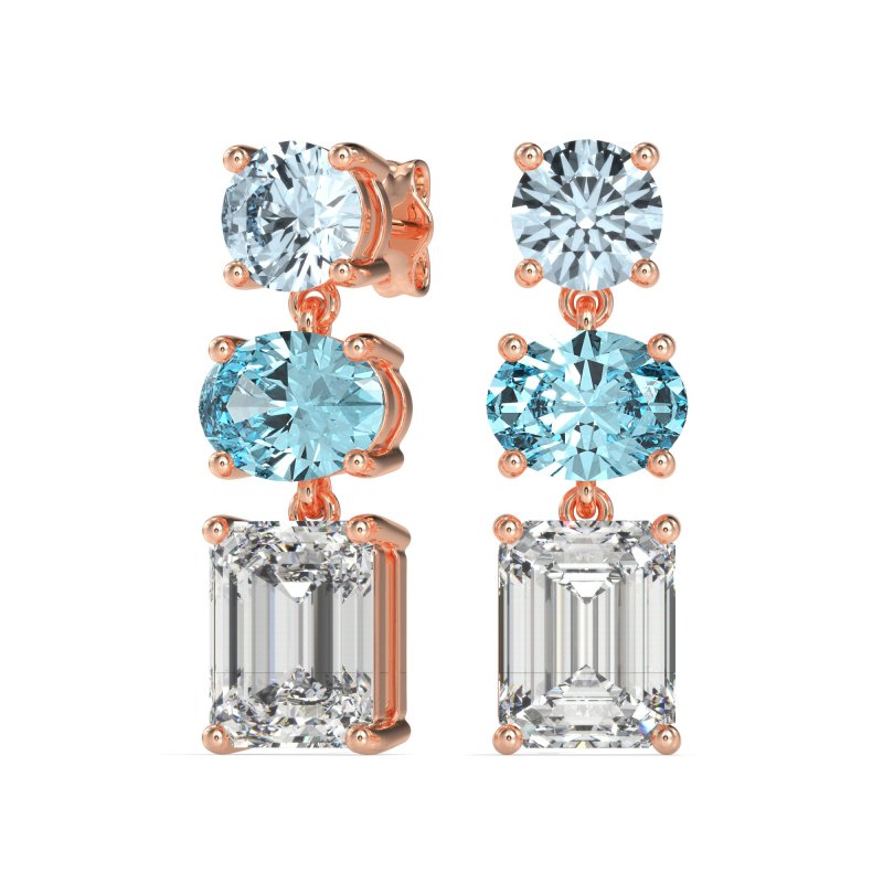 Three-Stone Dangle Earrings