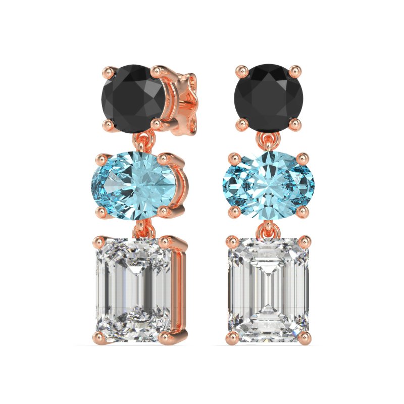 Three-Stone Dangle Earrings