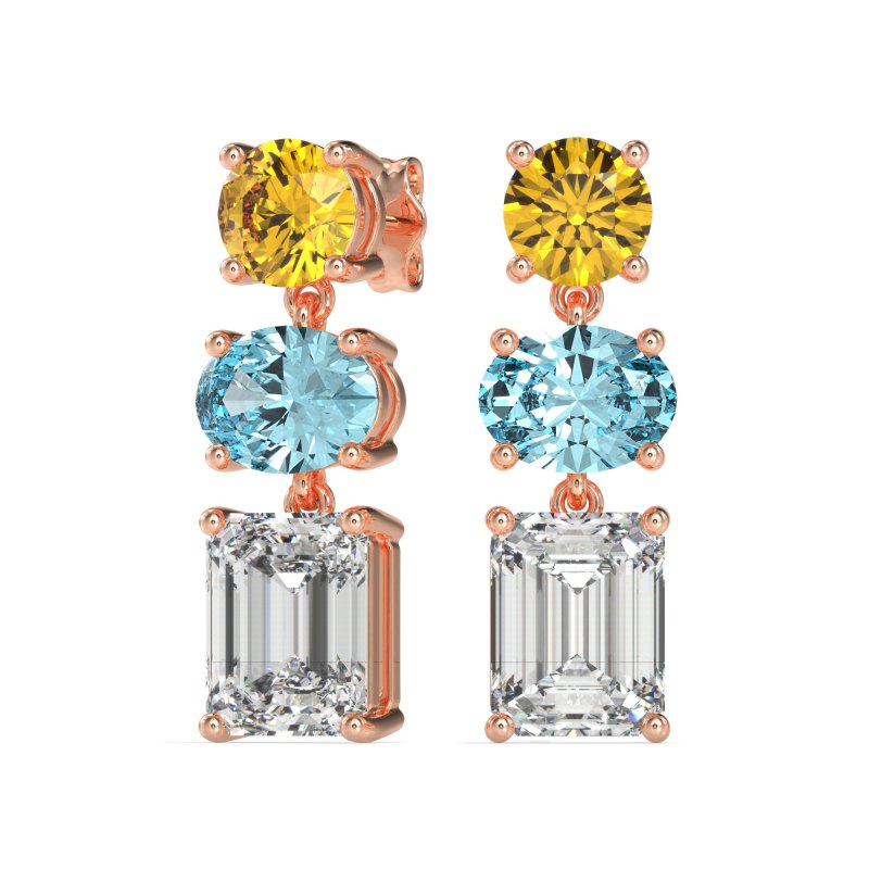 Three-Stone Dangle Earrings