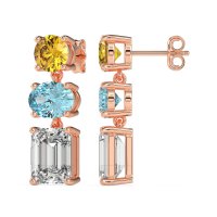 Three-Stone Dangle Earrings