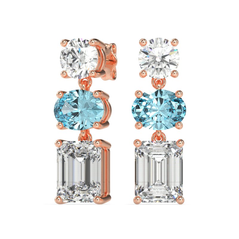 Three-Stone Dangle Earrings