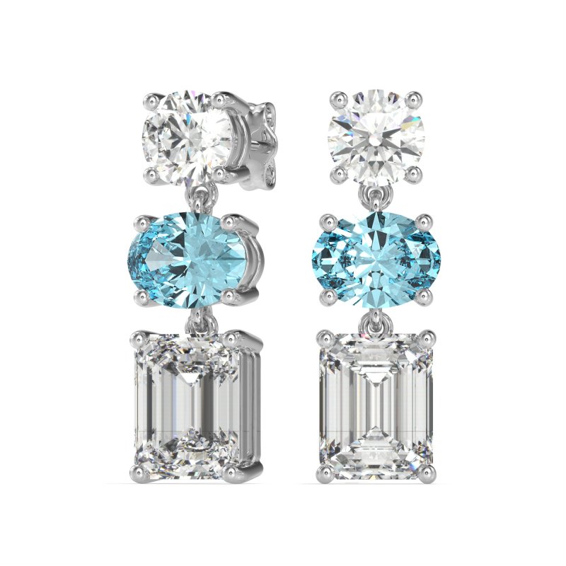 Three-Stone Dangle Earrings