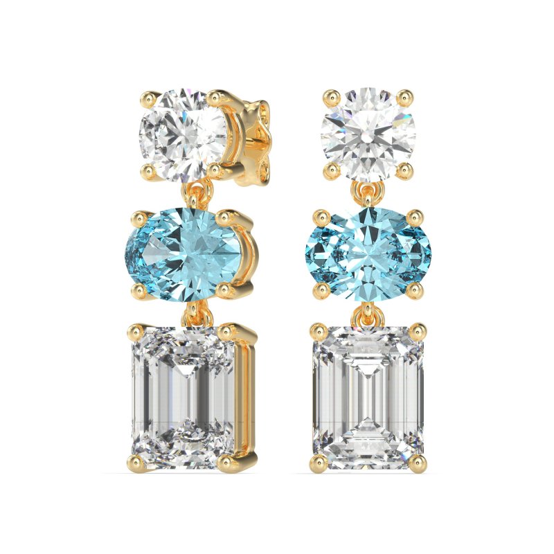 Three-Stone Dangle Earrings