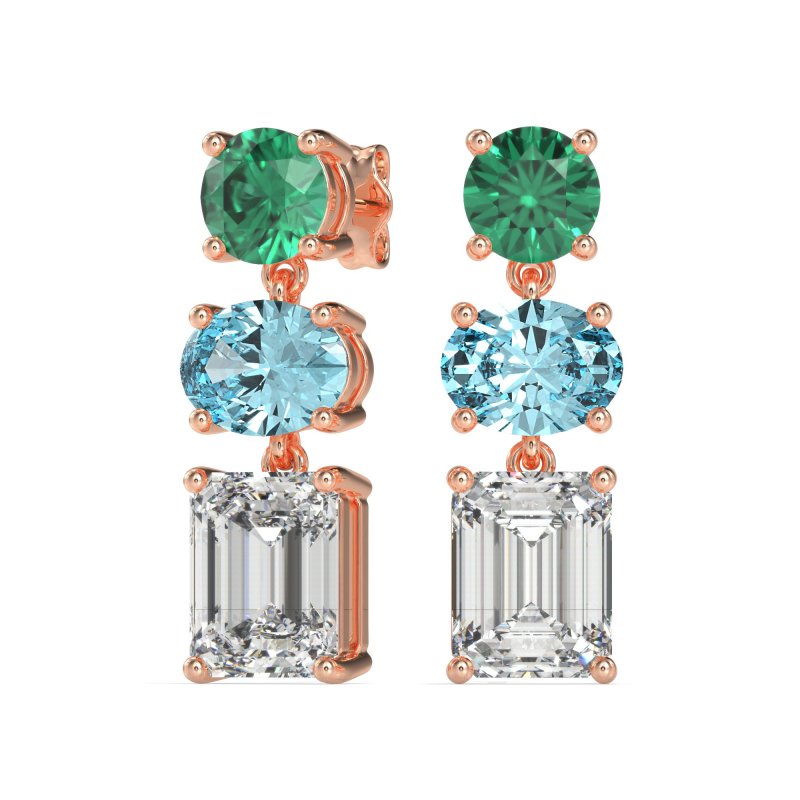 Three-Stone Dangle Earrings