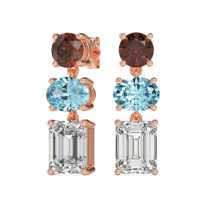 Three-Stone Dangle Earrings