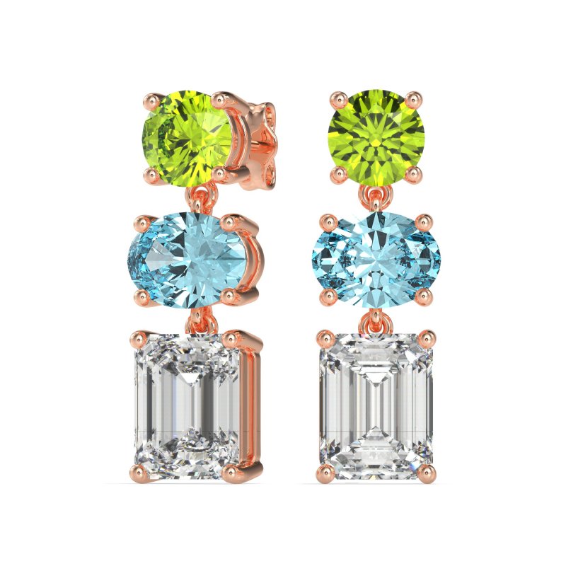 Three-Stone Dangle Earrings