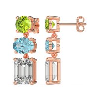 Three-Stone Dangle Earrings