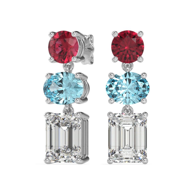 Three-Stone Dangle Earrings