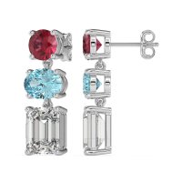 Three-Stone Dangle Earrings