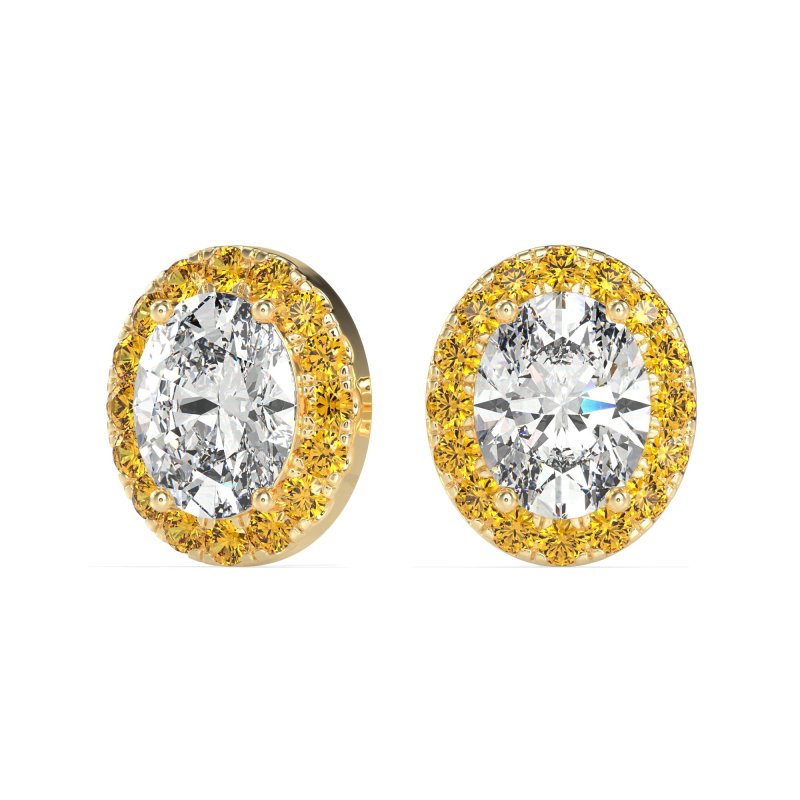 Classic Oval Halo Stud Earrings