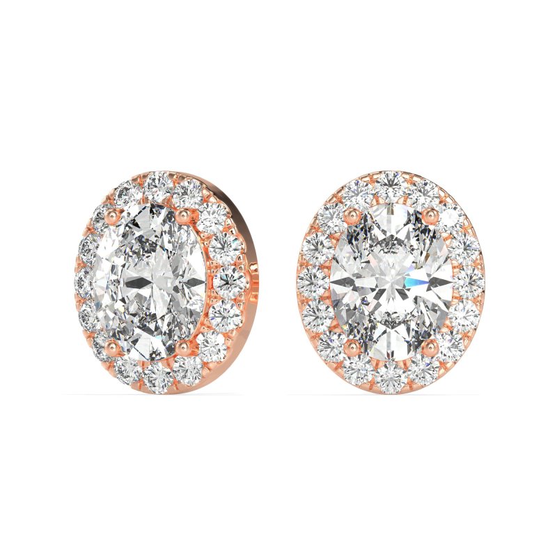 Classic Oval Halo Stud Earrings