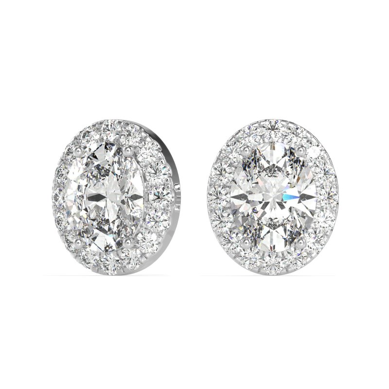 Classic Oval Halo Stud Earrings