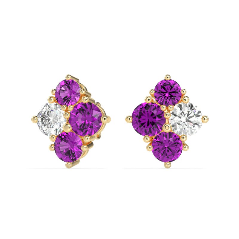 Multi-Size Four Stone Stud Earrings