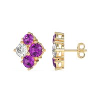 Multi-Size Four Stone Stud Earrings