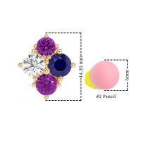 Multi-Size Four Stone Stud Earrings