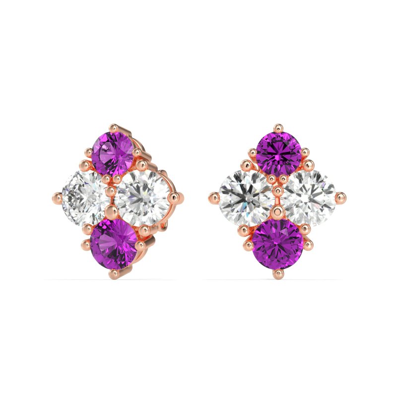 Multi-Size Four Stone Stud Earrings