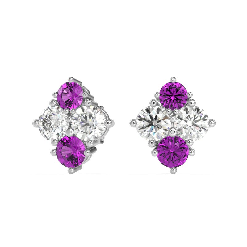 Multi-Size Four Stone Stud Earrings