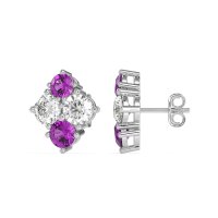 Multi-Size Four Stone Stud Earrings
