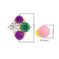 Multi-Size Four Stone Stud Earrings