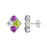 Multi-Size Four Stone Stud Earrings