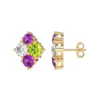 Multi-Size Four Stone Stud Earrings
