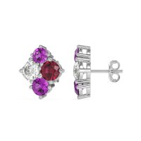 Multi-Size Four Stone Stud Earrings