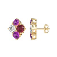 Multi-Size Four Stone Stud Earrings