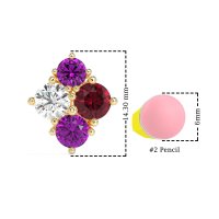 Multi-Size Four Stone Stud Earrings